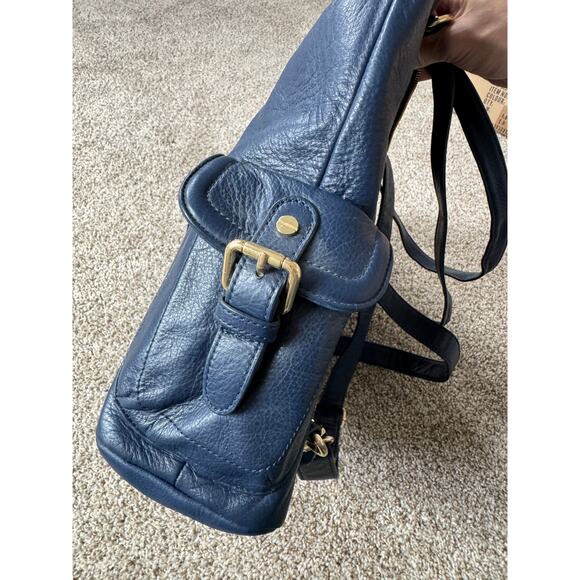 Lily Jade 100% Genuine Leather Blue Convertible Diaper Bag Backpack Meggan - Picture 6 of 16